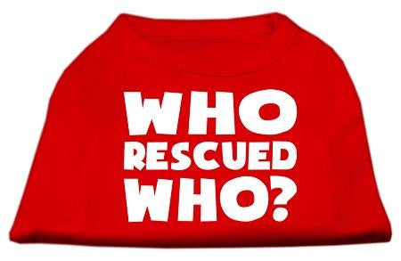 Who Rescued Who Screen Print Shirt Red Sm (10)