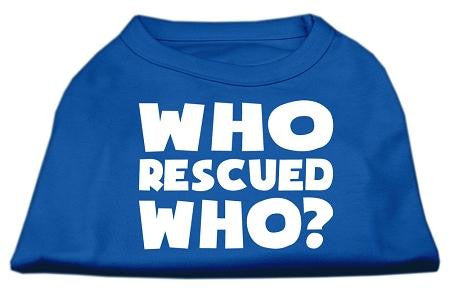 Who Rescued Who Screen Print Shirt Blue XL (16)