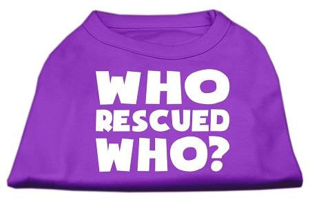 Who Rescued Who Screen Print Shirt Purple XL (16)