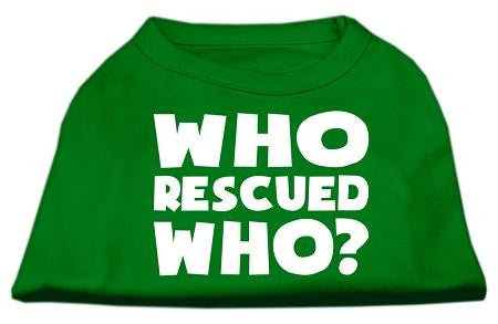 Who Rescued Who Screen Print Shirt Green XXL (18)