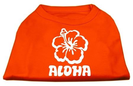 Aloha Flower Screen Print Shirt Orange Lg (14)