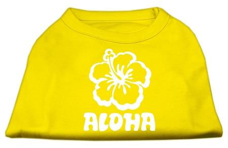 Aloha Flower Screen Print Shirt Yellow Lg (14)