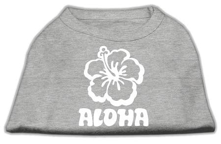 Aloha Flower Screen Print Shirt Grey Med (12)