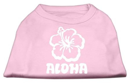 Aloha Flower Screen Print Shirt Light Pink Sm (10)