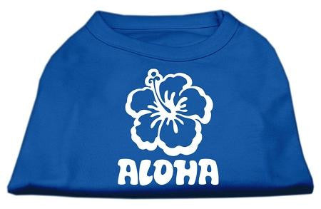 Aloha Flower Screen Print Shirt Blue XL (16)