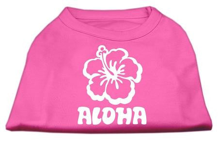 Aloha Flower Screen Print Shirt Bright Pink XS (8)