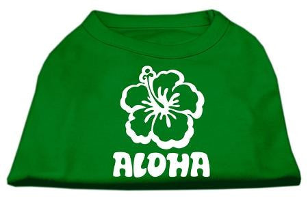 Aloha Flower Screen Print Shirt Green XS (8)