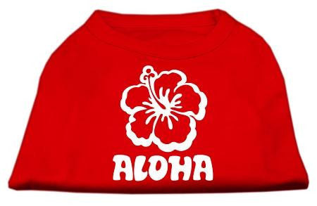 Aloha Flower Screen Print Shirt Red XS (8)