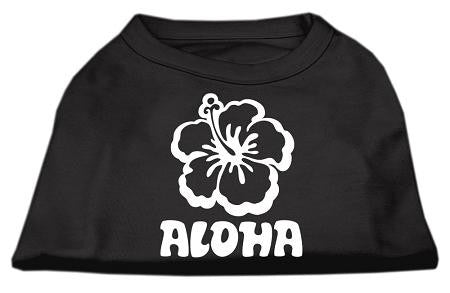 Aloha Flower Screen Print Shirt Black  XXL (18)