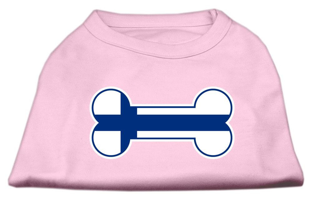 Bone Shaped Finland Flag Screen Print Shirts Light Pink L (14)