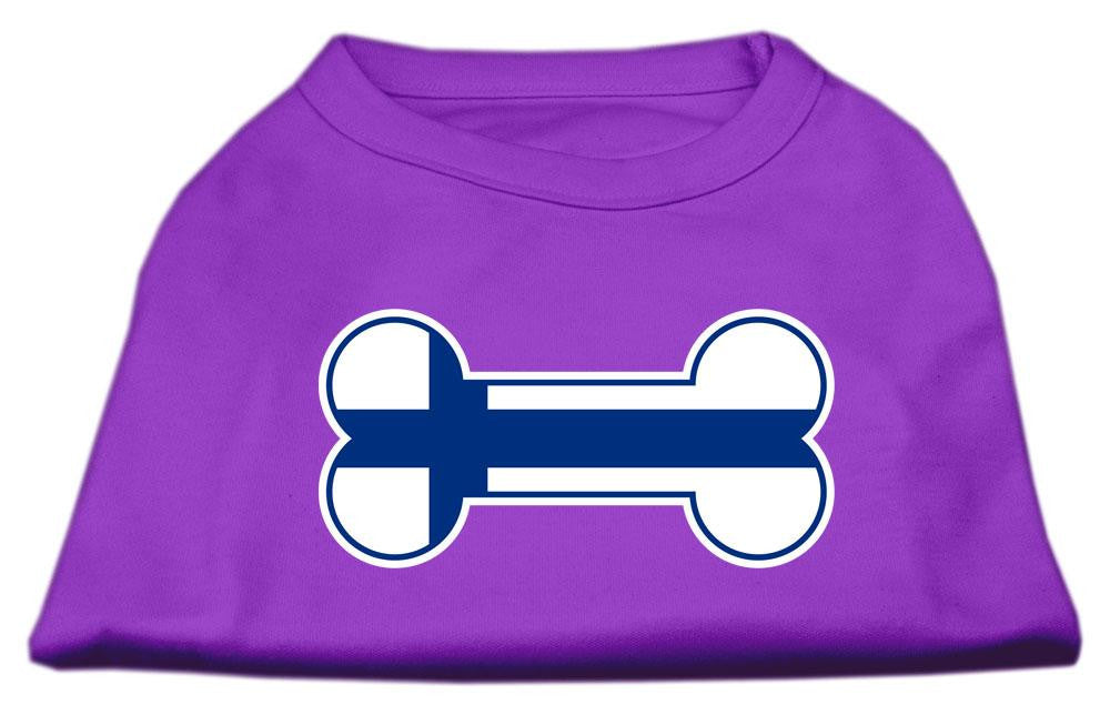 Bone Shaped Finland Flag Screen Print Shirts Purple L (14)