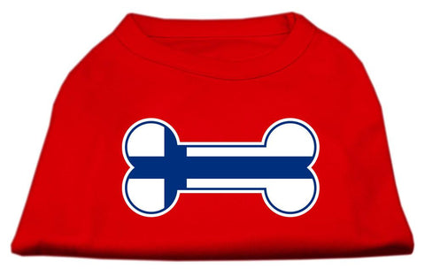 Bone Shaped Finland Flag Screen Print Shirts Red L (14)