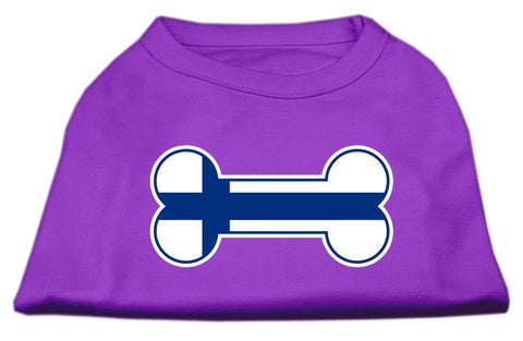 Bone Shaped Finland Flag Screen Print Shirts Purple XS (8)