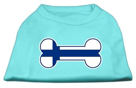 Bone Shaped Finland Flag Screen Print Shirts Aqua XXL (18)