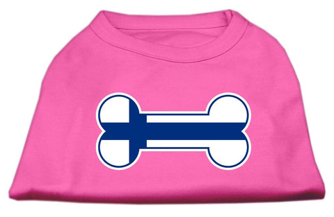 Bone Shaped Finland Flag Screen Print Shirts Bright Pink XXL (18)