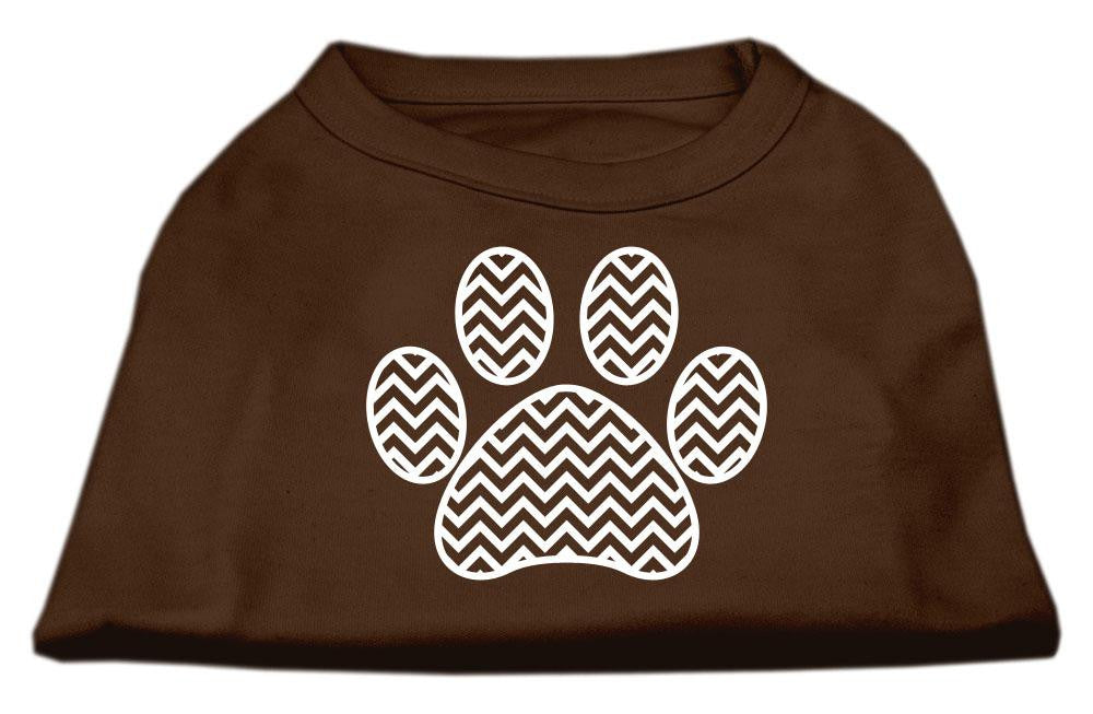 Chevron Paw Screen Print Shirt Brown Lg (14)