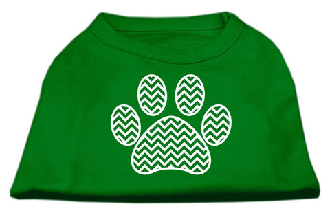 Chevron Paw Screen Print Shirt Green Lg (14)