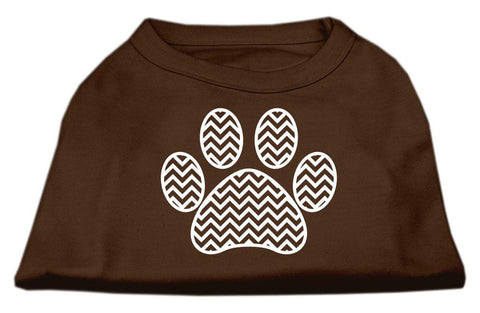 Chevron Paw Screen Print Shirt Brown Med (12)