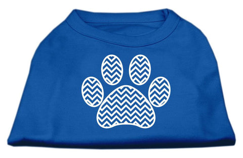 Chevron Paw Screen Print Shirt Blue Sm (10)