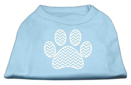 Chevron Paw Screen Print Shirt Baby Blue XS (8)