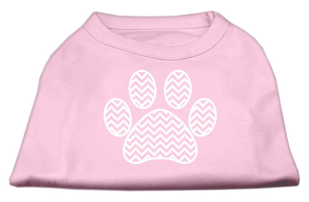 Chevron Paw Screen Print Shirt Light Pink XS (8)