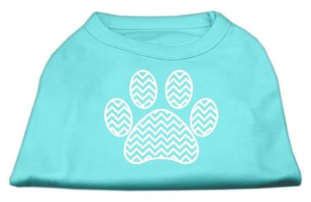 Chevron Paw Screen Print Shirt Aqua XXL (18)