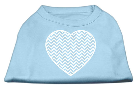 Chevron Heart Screen Print Dog Shirt Baby Blue Lg (14)