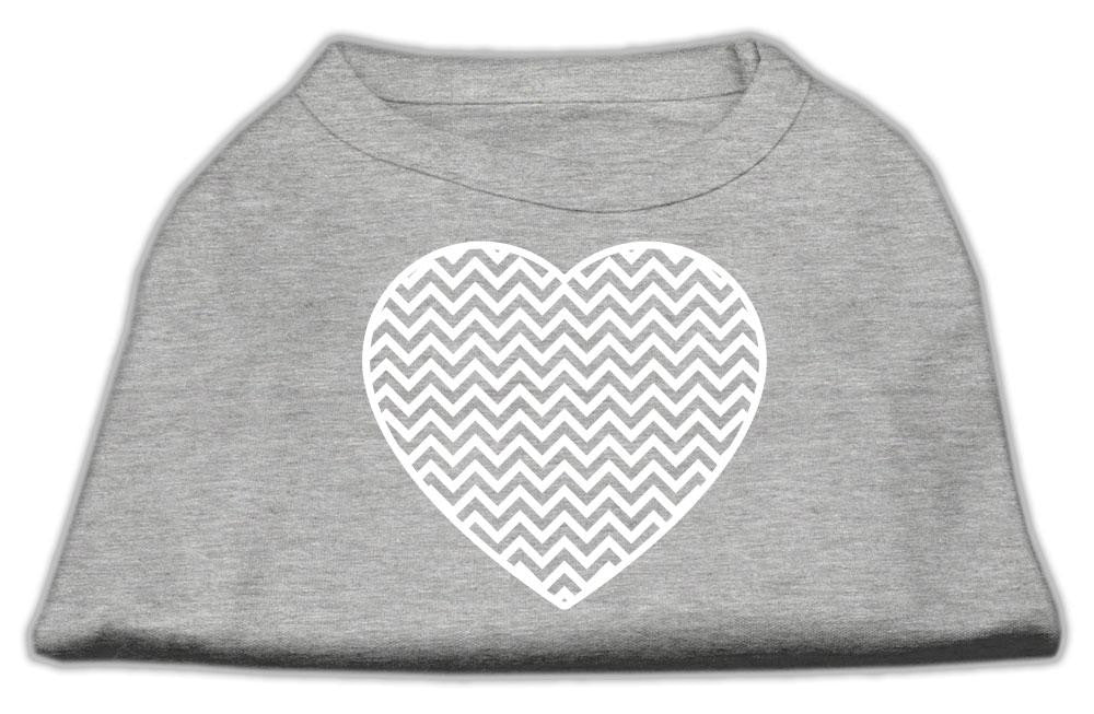 Chevron Heart Screen Print Dog Shirt Grey Lg (14)