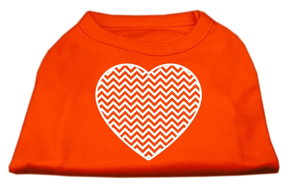 Chevron Heart Screen Print Dog Shirt Orange Lg (14)