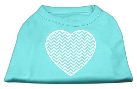 Chevron Heart Screen Print Dog Shirt Aqua Med (12)