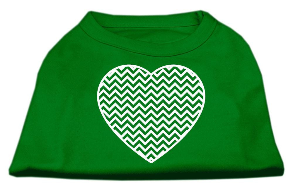 Chevron Heart Screen Print Dog Shirt Green Sm (10)