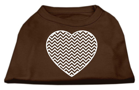 Chevron Heart Screen Print Dog Shirt Brown XL (16)