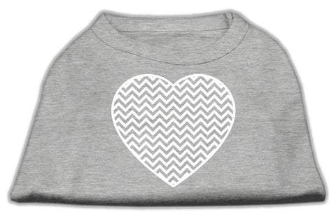 Chevron Heart Screen Print Dog Shirt Grey XS (8)