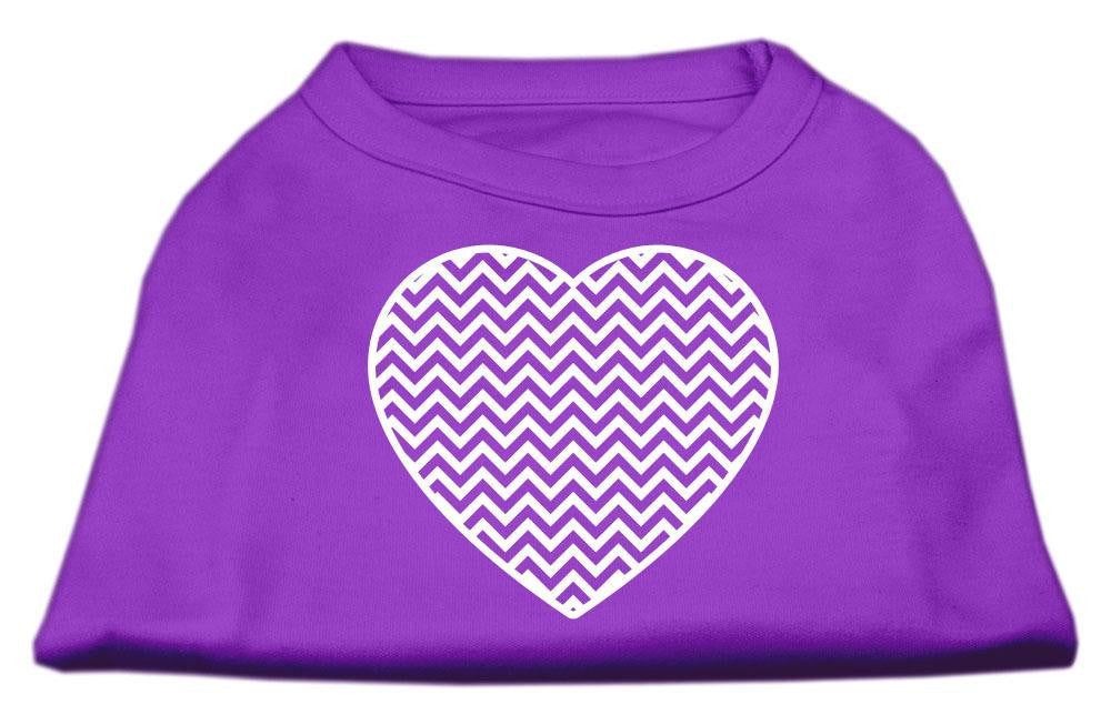 Chevron Heart Screen Print Dog Shirt Purple XS (8)