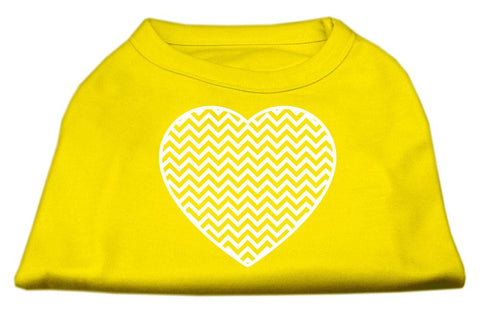 Chevron Heart Screen Print Dog Shirt Yellow XS (8)