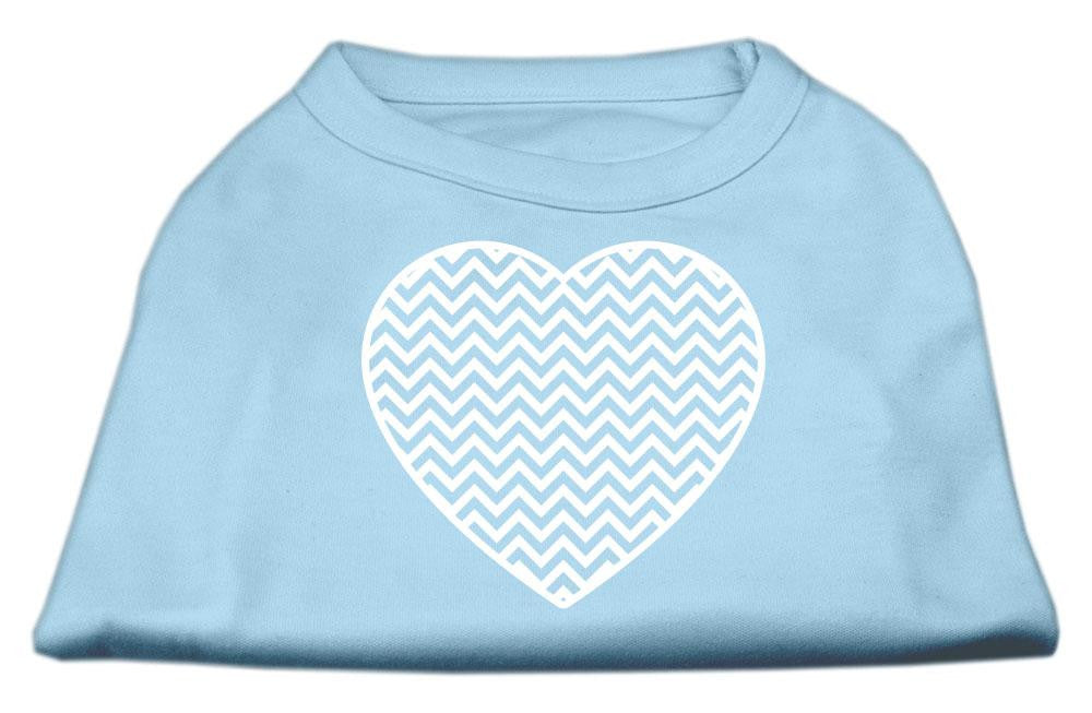 Chevron Heart Screen Print Dog Shirt Baby Blue XXL (18)