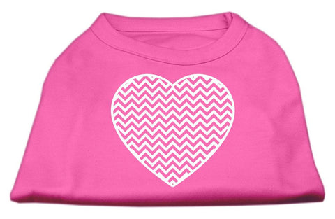 Chevron Heart Screen Print Dog Shirt Bright Pink XXL (18)