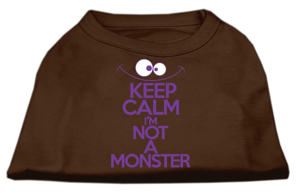 Keep Calm Screen Print Dog Shirt Brown Lg (14)