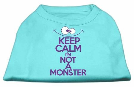 Keep Calm Screen Print Dog Shirt Aqua XS (8)