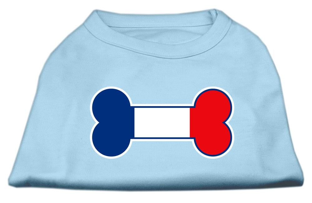 Bone Shaped France Flag Screen Print Shirts Baby Blue M (12)