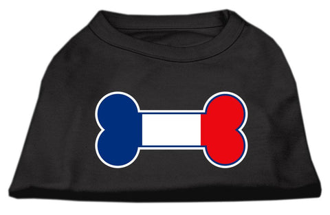 Bone Shaped France Flag Screen Print Shirts Black S (10)