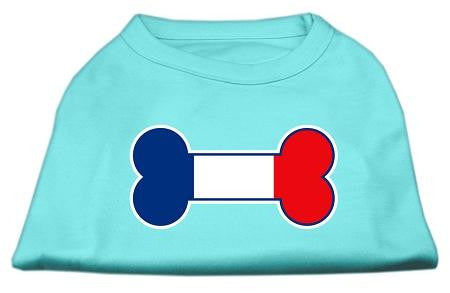 Bone Shaped France Flag Screen Print Shirts Aqua XS (8)