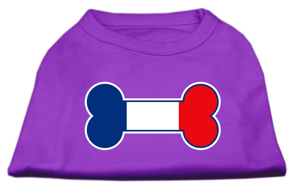 Bone Shaped France Flag Screen Print Shirts Purple XS (8)