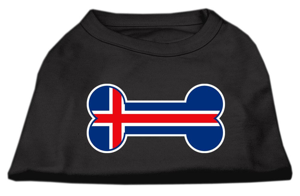 Bone Shaped Iceland Flag Screen Print Shirts Black L (14)