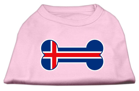 Bone Shaped Iceland Flag Screen Print Shirts Light Pink L (14)