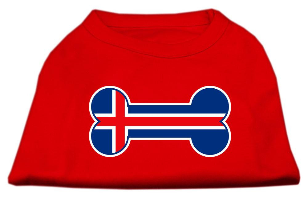 Bone Shaped Iceland Flag Screen Print Shirts Red S (10)