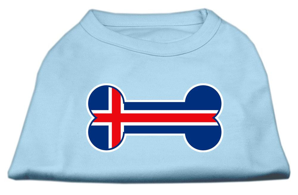 Bone Shaped Iceland Flag Screen Print Shirts Baby Blue XS (8)