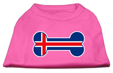 Bone Shaped Iceland Flag Screen Print Shirts Bright Pink XS (8)