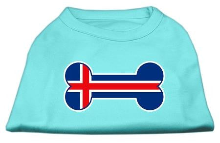 Bone Shaped Iceland Flag Screen Print Shirts Aqua XXL (18)