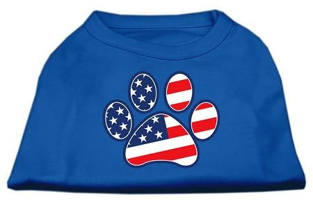 Patriotic Paw Screen Print Shirts Blue Sm (10)